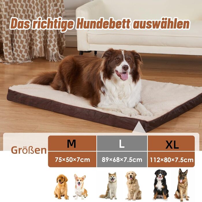 Ортопедичний лежак для собак малого та середнього розміру, трансформується (холодне/тепле), знімний та пральний, водонепроникний, темно-сірий, 75x50x7 см, розмір M