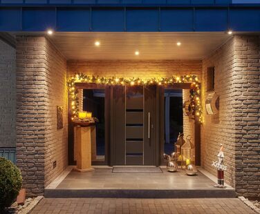 Декоративна гірлянда з LED-підсвічуванням 5 метрів (80 LED), розширювана, на батарейках, з таймером, 10 метрів дроту, для дому та саду, штучна, тепле біле світло