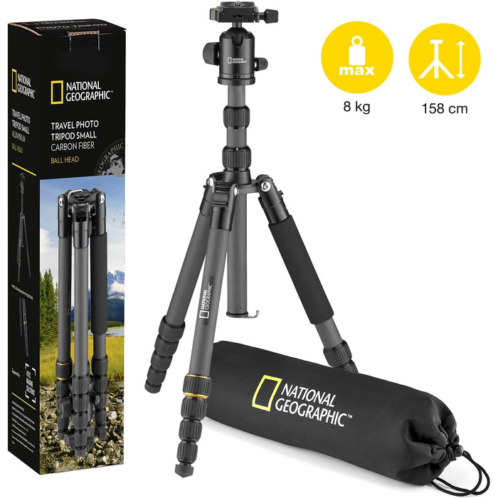 Штатив National Geographic Foto з моноподом, карбон, 5-секційний, до 8 кг, з кульковою головкою та сумкою (NGTR004TCF)