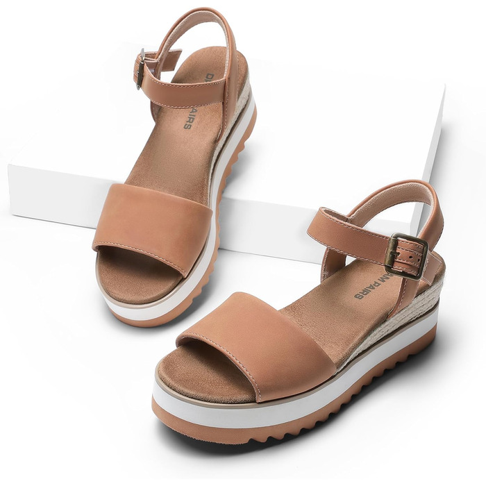Еспадрильї жіночі DREAM PAIRS босоніжки на платформі з відкритим носком, колір коричневий, розмір 43 EU