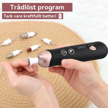 Електричний набір для манікюру та педикюру AOMEES з 9 насадками, 5 швидкостей, LED-підсвічуванням та сумкою для зберігання