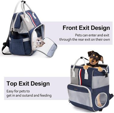 Рюкзак для котів та маленьких собак Galatée, дихаючий, для подорожей, походів, кемпінгу (світло-сірий)