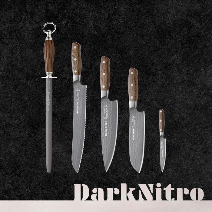 Ніж кухарський F. DICK Kochmesser DarkNitro 21 см, нержавіюча сталь, кування, гостра клинка 61 HRC, ручка з дуба та сталі, професійний ніж Made in Germany, 81147212
