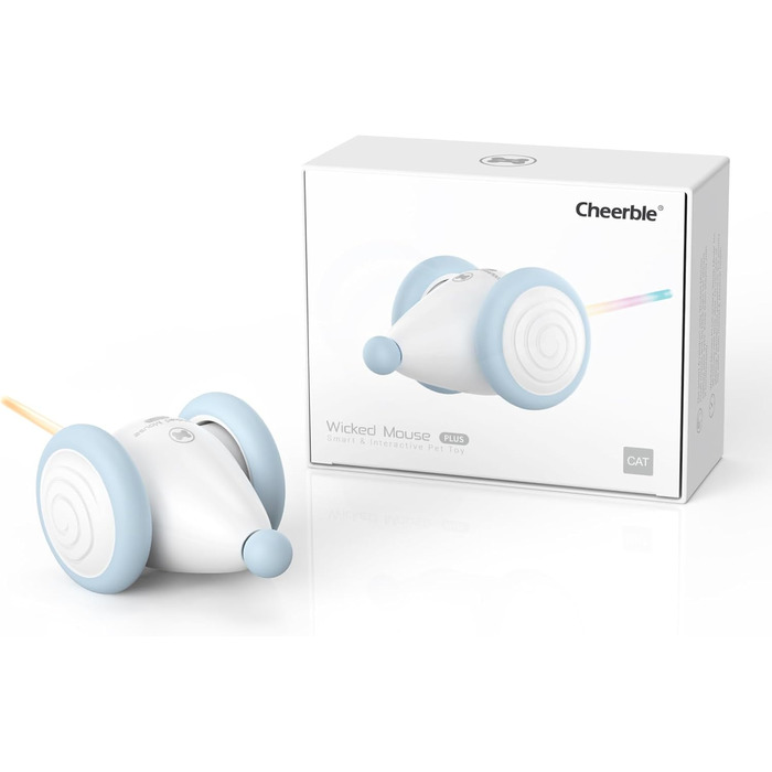 Cheerble інтерактивна іграшка для котів, електрична миша з LED-підсвіткою, автоматична, USB-зарядка, для домашніх котів, подарунок для кошенят (синя)