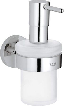 GROHE Essentials Soap Dispenser (with holder, concealed fixing, easy to clean, durable), chrome, 40448001, 15