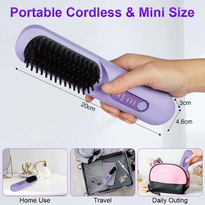 Бездротова випрямляч для волосся LOPHE з LED-дисплеєм, білий (фіолетовий тип-b)