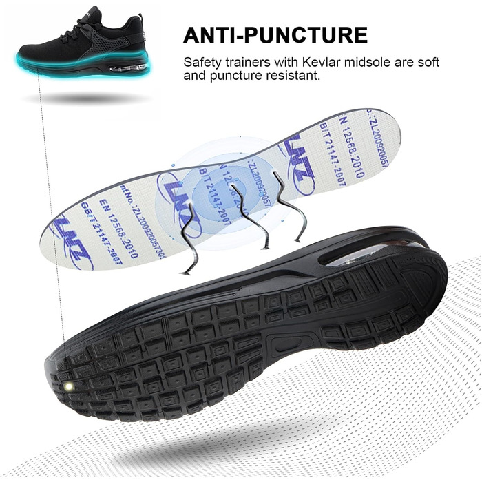 Черевики робочі чоловічі/жіночі Hitmars, з металевим підноском, зручні кухарські черевики, легкі, для дахів, чорні/сині, EU36-48 (42 EU)