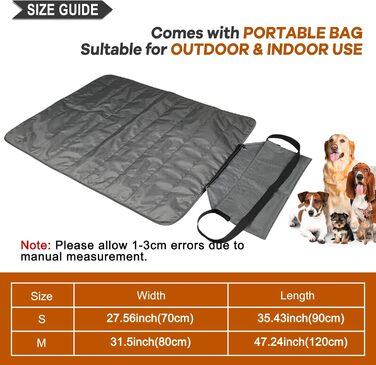 Килимок для собак та котів на вулицю та в будинок YFbrite, водонепроникний, з штучної шкіри, для кемпінгу (S)