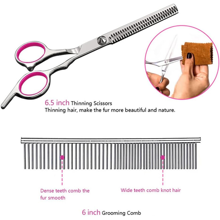 Професійна ножиця для грумінгу собак та котів, 6.5 дюймів, рожева