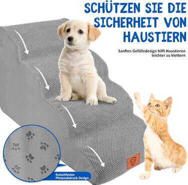 Dog stairs, dog stairs 50cm high, pet stairs 4 steps, removable non-slip foam dog ramp, dog stairs for small dogs and cats, washable cat stairs