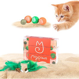 Migipaws Cat Toys, 7-in-1 Electric Interactive Cat Toy, Rolling Ball, Flexible Angel with Feathers, Catnip, Cat Grooming, Cardboard Cat House, Paw Palace for House Cats (Replacement Pack)