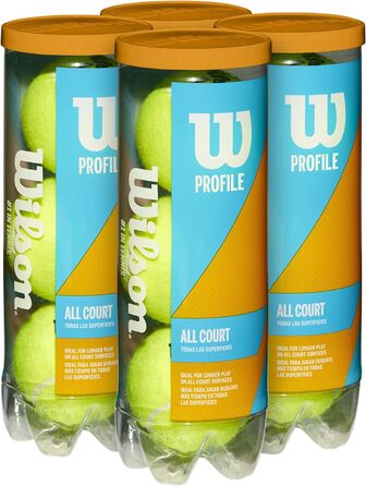 Тенісні м'ячі Wilson Prime All Court - універсальні, жовті, упаковка 4 банки (12 м'ячів)