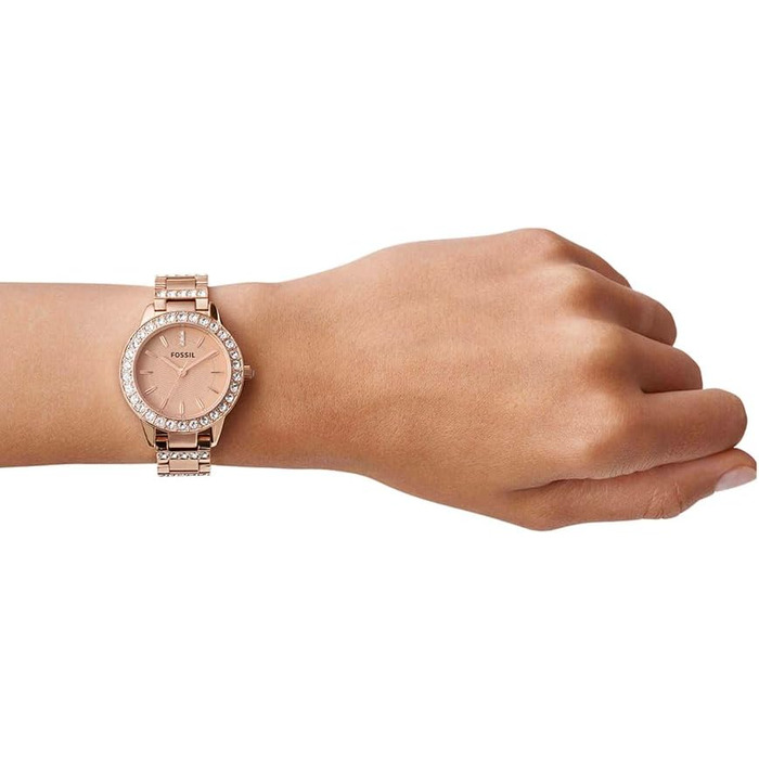 Жіночий годинник Fossil Jesse з кварцовим механізмом та сталевим браслетом (рожеве золото, з глітером)