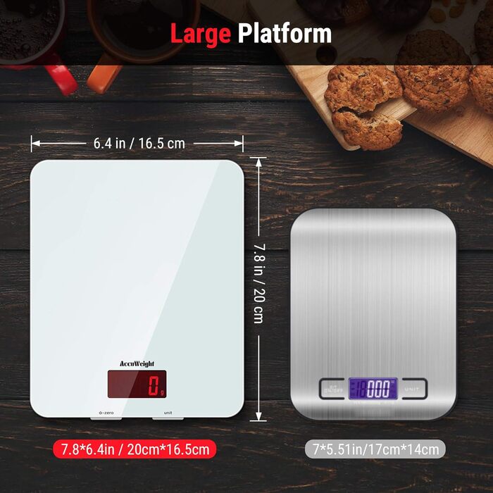 Кухонні ваги ACCUWEIGHT 5 кг з LCD-дисплеєм з міцного скла, функція тарування, для випічки, приготування їжі, ювелірних виробів, з вагою, автоматичне вимкнення
