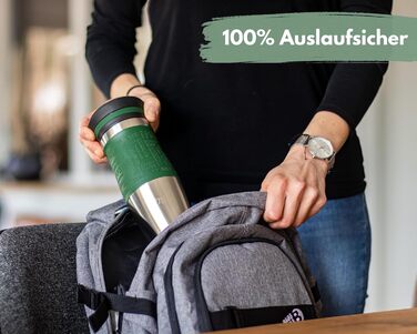 Термокружка Milu для кави з собою 370 мл, 450 мл, з подвійними стінками, з нержавіючої сталі, 100% захист від протікання, для автомобіля, travel mug (оливковий, 370 мл)