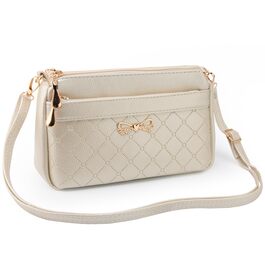 Сумка жіноча через плече маленька елегантна з тисненим візерунком, шкіряна PU, біла перлина