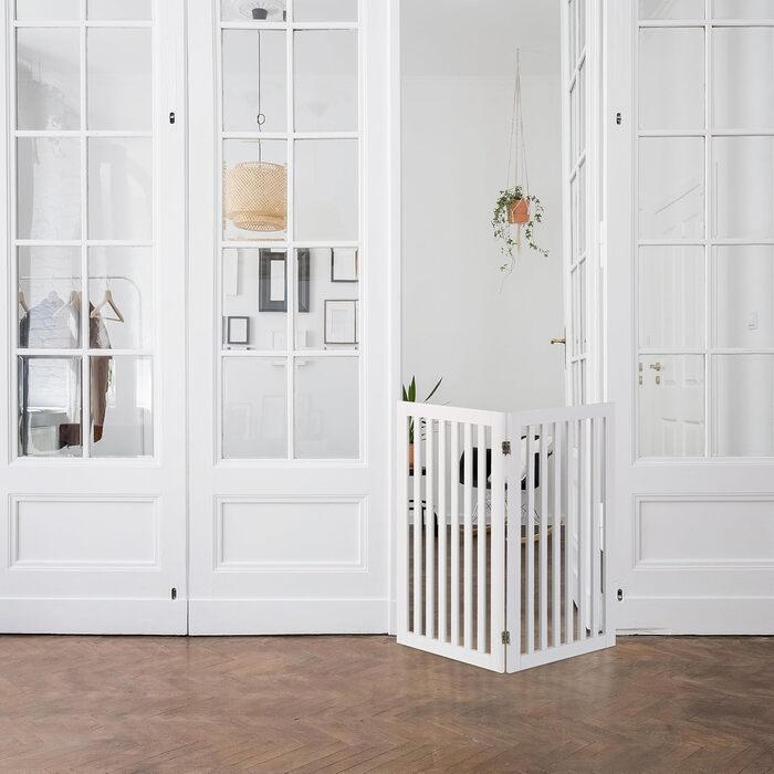 Захисний бар'єр для собак Relaxdays, самостійний, 91,5 x 103 см, MDF, складаний, для дверей, білий