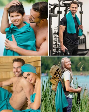 Рушник з мікрофібри Fit-Flip - компактний, легкий, швидковисихаючий - для подорожей, спорту, пляжу - великий, 50x30 см та 100x50 см (Petrol Blue)