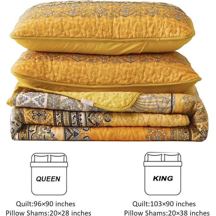 Steppdecke Bohémsкий стиль, King Size, 261.6 x 228.6 см, жовто-помаранчевий, 3 шт.