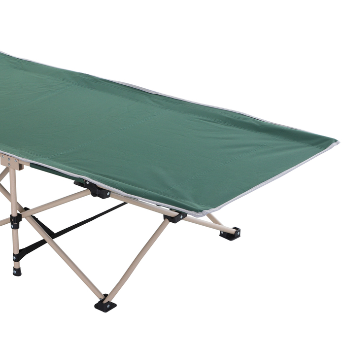 Outsunny Folding Cot with Storage Bag, Foldable Camping Bed, Camping Lounger, Includes Carry Bag, Steel Oxford Fabric, Green, 190 x 68 x 52 cm | Aosom