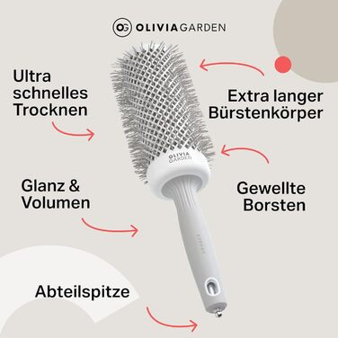 Кругла щітка Olivia Garden Expert Blowout Speed з керамічним покриттям, 55 мм, білий та сірий