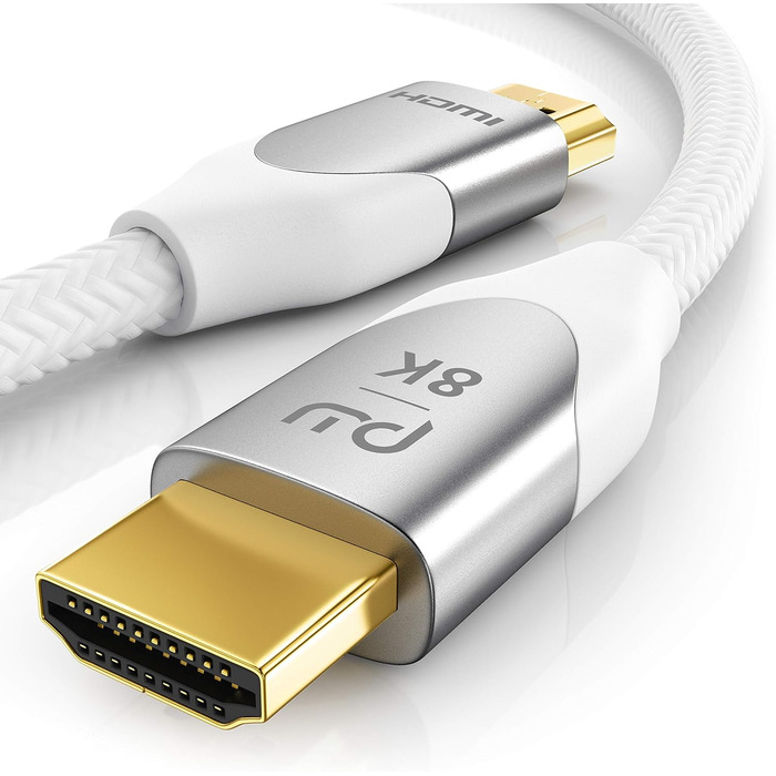 HDMI 2.1 Кабель 2м 8K (60Hz) 4K (120Hz) - Білий, Підтримка HDR, ARC, PS5, Xbox, Blu-Ray
