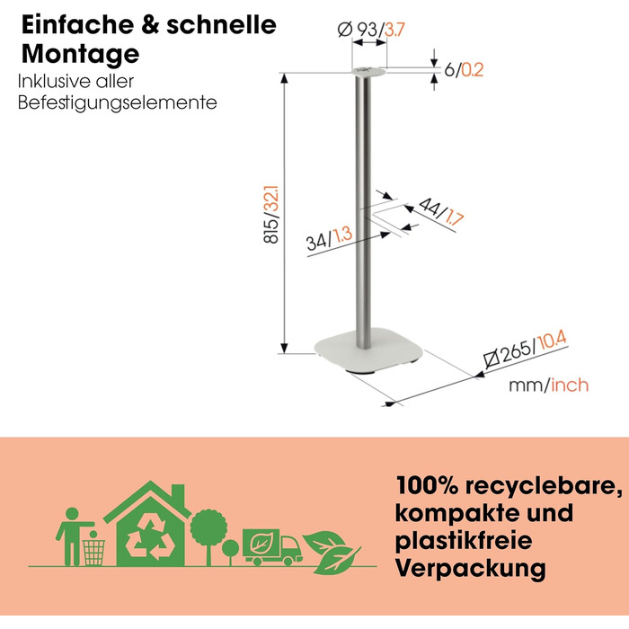 Підставка Vogel's SFS 4113 для Sonos ERA 100: надійна та стильна | Білий колір | З кабелепроводом, TÜV-сертифікована