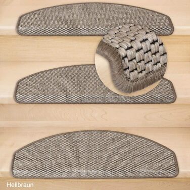 Ступінчасті килимки Kettelservice-Metzker Ґетеборг, світло-коричневі, набір 15 шт., сумісні з килимовою доріжкою