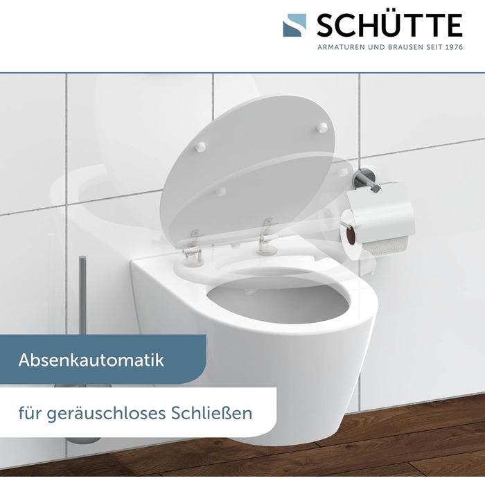 Сидіння для унітаза SCHÜTTE з мікроліфтом (м'яке закриття), біле, дерево MDF, витримує до 175 кг