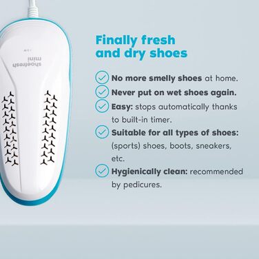Shoefresh Mini Shoe Refresher & Shoe Dryer electric | Boot Dryer | Ski Boot Dryer | Shoe Disinfection | Glove Dryer | Shoe Warmer - White