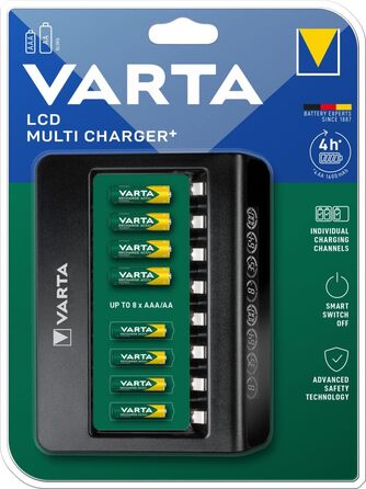 Зарядний пристрій VARTA для акумуляторів AA/AAA, LCD Multi Charger+ (до 8 акумуляторів), індивідуальна зарядка