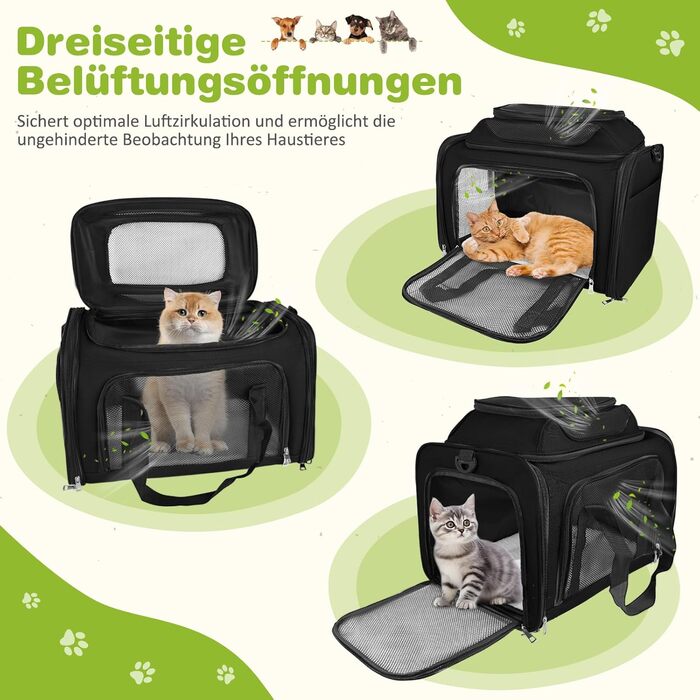 Транспортна сумка для кота та собаки, переноска для тварин (чорна, L)