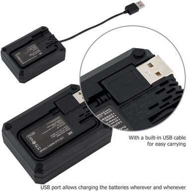 Зарядний пристрій JJC USB для камер Sony NEX, Alpha A6500, A6400, A6300, A6100, A6000 та інших (сумісний з акумулятором Sony NP-FW50)