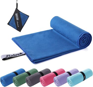 Рушник з мікрофібри Linlook – великий, компактний, швидковисихаючий спортивний рушник для пляжу, подорожей, йоги, кемпінгу, спортзали (зелений, королівський синій, 180x80 см)