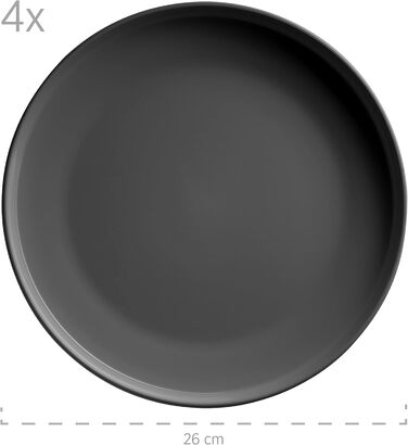 MÄSER Serie Alenia, Dinnerware Set for 4 people in modern Scandinavian design, 16-piece combination service made of ceramic in gray stoneware.