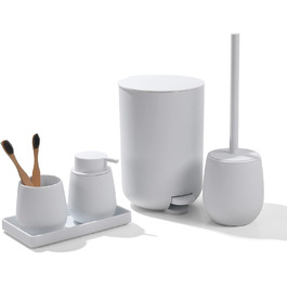 Набір аксесуарів для ванної кімнати: сміттєвий бак 3л, тримач для зубних щіток, дозатор мила, тримач для туалетного паперу, WC-щітка, зелений, 5 шт.