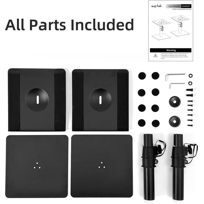 Підставка для колонок Suptek - 2 шт., чорний колір, 20 x 16.5 см, SDM003MB/SDM001T