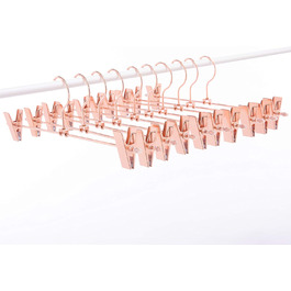 20 шт. Міцні вішалки для штанів та спідниць Rose Gold (мідь) з обертовими гачками та регульованими кліпсами