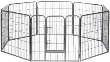 Lionto Вольєр для цуценят та дрібних тварин, 80x80 см, розширюваний вольєр для собак, вольєр для собак у квартиру/сад, з дверцятами та замком, стійкий до погодних умов, 8 елементів