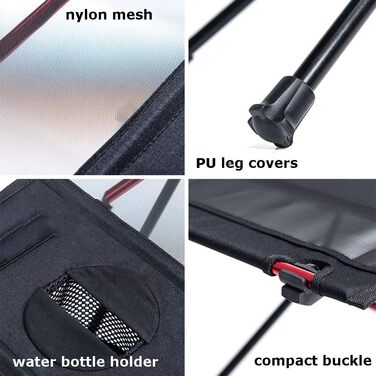 Складний кемпінговий стіл Tentock Ultraleicht з алюмінію - для пікніка, походів, подорожей та дому (чорний)