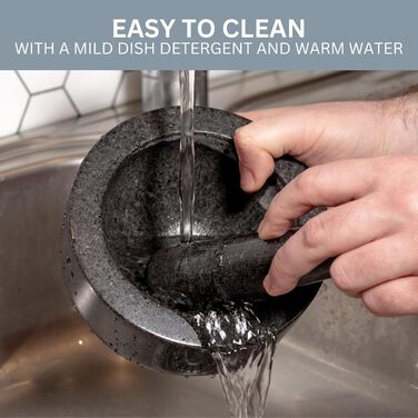 Набір ступка та товкачок Homiu Premium з натурального граніту, великий діаметр 15.5 см, сірий мармур