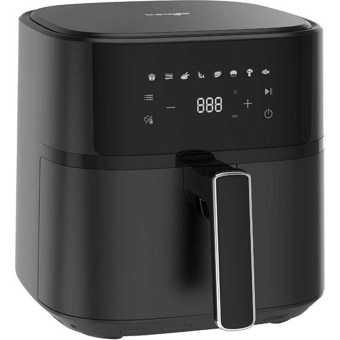 iceagle Hot Air Fryer 6.5 L Airfryer XL - Fryer Without Fat with Metal Interior | 1700W Hot Air Fryer with 8 Cooking Programs, Digital Display, with German Recipe Book