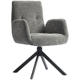 HOMCOM Swivel Armchair Lounge Chair with Wool-Linen Look, Modern Upholstered Chair with Button Tufting, Steel Legs, for Living Room, Bedroom, Dark Grey | Aosom