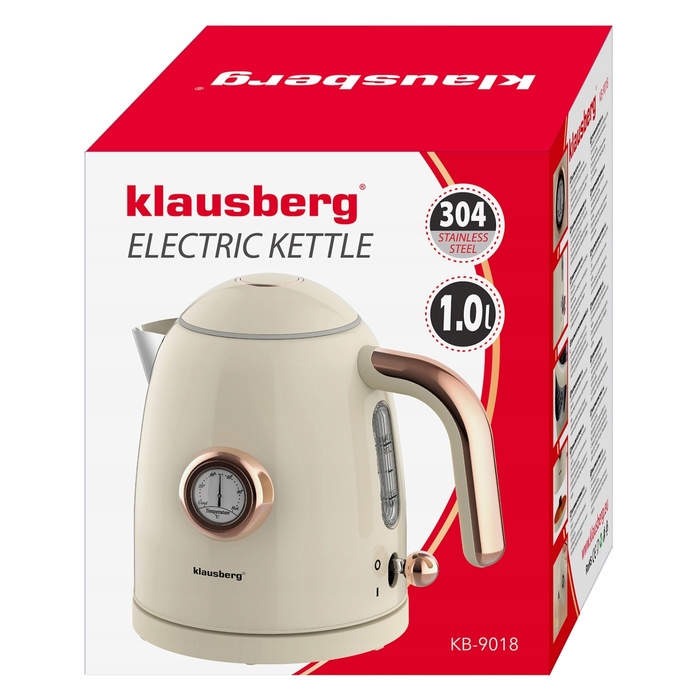 Електричний чайник Klausberg KB-9018 Retro, 1.0 л, з термометром, бездротовий