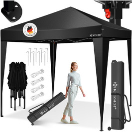 KESSER® Gazebo Folding Gazebo Lighting | Pop-Up Garden Gazebo Adjustable Height Stable Waterproof Winterproof | Party Tent Event Tent UV Protection 50+ incl. Remote Control & Bag (3x3m, Black / Black)