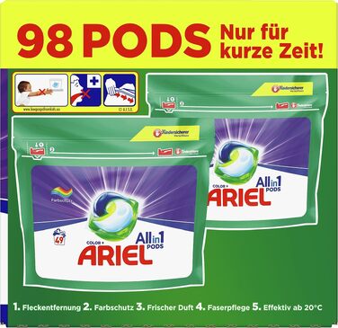 Капсули для прання Ariel All-in-1 для кольорових речей, 98 завантажень