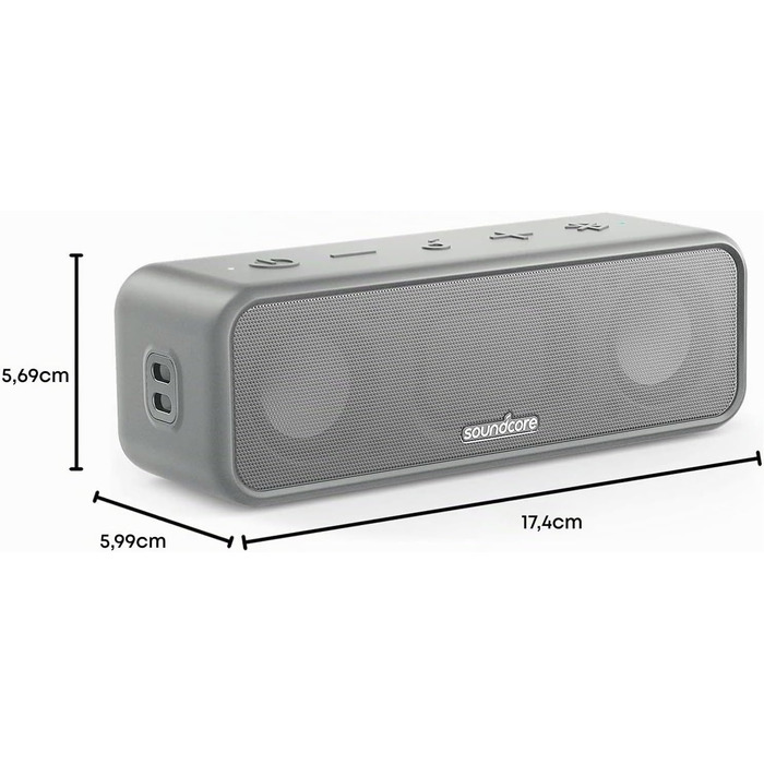 Soundcore 3 Bluetooth колонка: Стереозвук, Titan-драйвери, PartyCast, BassUp, 24 год, IPX7, EQ - Чорний/Срібний
