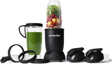 NutriBullet Pro 900, Electric Blender, Food Processor, Smoothie Blender, Multifunctional Blender, 900W Power, 900ml and 710ml Cups, Matte Black, NB910MB Matte Black Packaging with Accessories