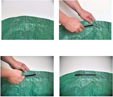 TerCasa Garden Sack 4-Pack, Waste Sack 272 L, Garden Waste Sack Height 76 cm, Ø 67 cm, Sack for garden waste made of tear-resistant polypropylene fabric, with reinforcing ring and 4 handles, green