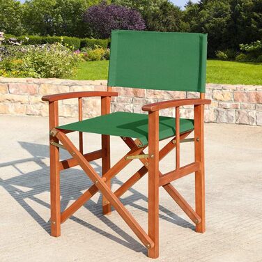 Casaria® Garden Chairs 2-Piece Set Wood Folding Weatherproof 320kg Load Capacity Armrests Cover Folding Chair Cannes FSC® Eucalyptus Garden Balcony Camping (2x, Green)